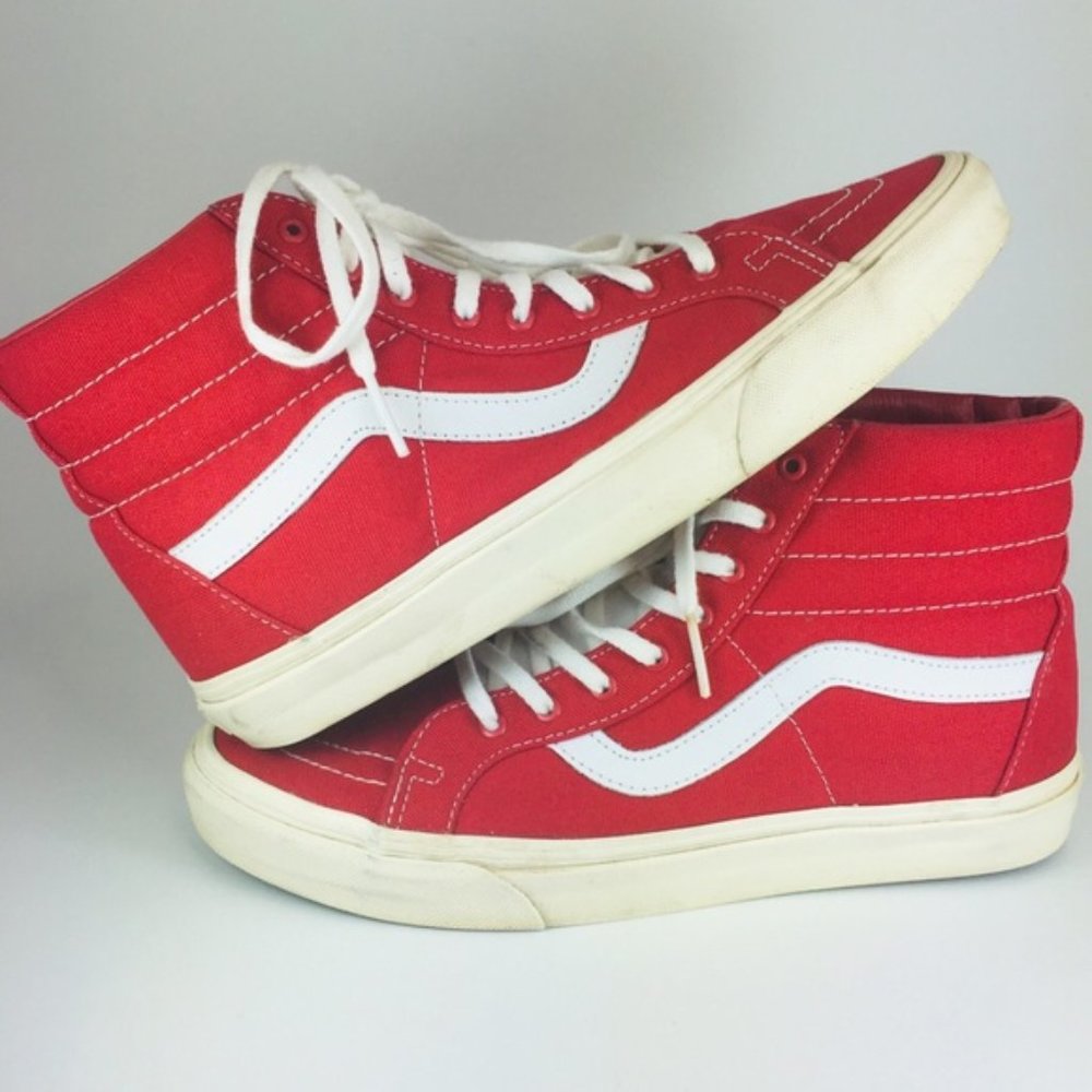 Vans Sk8 Hi Red & White Sneakers Mens 9.5